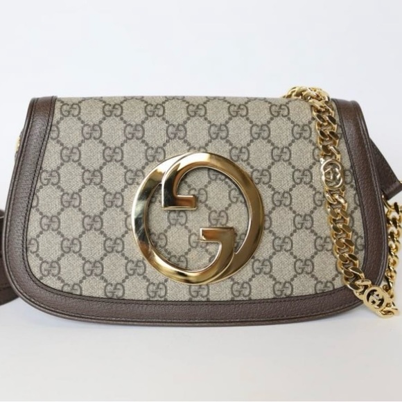 Gucci Blondie shoulder bag with two straps - chain & brown leather - Picture 1 of 8